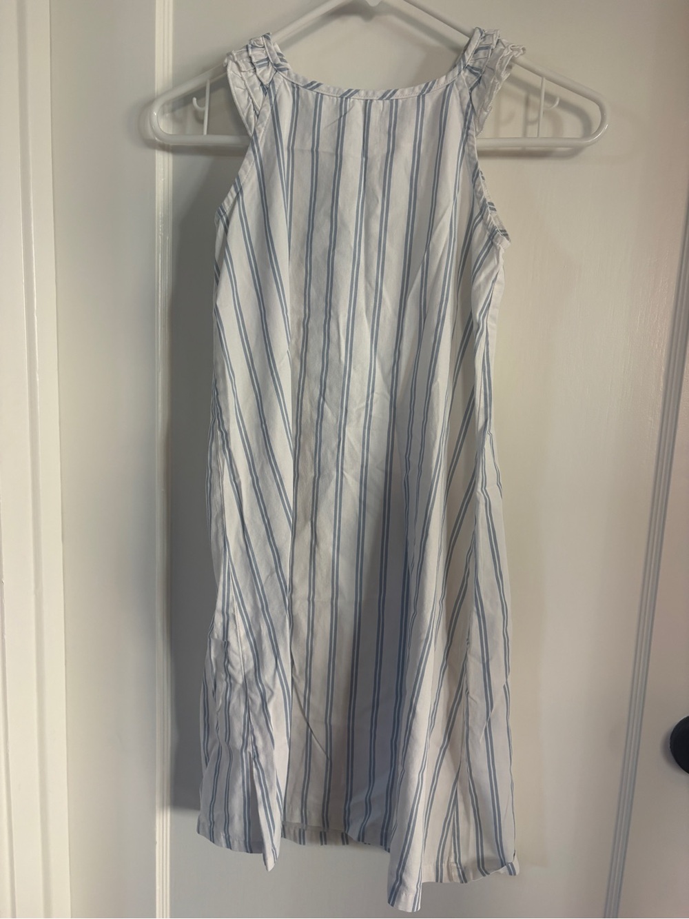 Blue & White Striped Girls' Sleeveless Nightgown